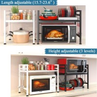 Pusdon Extendable Microwave Oven Rack, Heavy Duty Adjustable Microwave/Toaster Shelf(L15.7~23.6