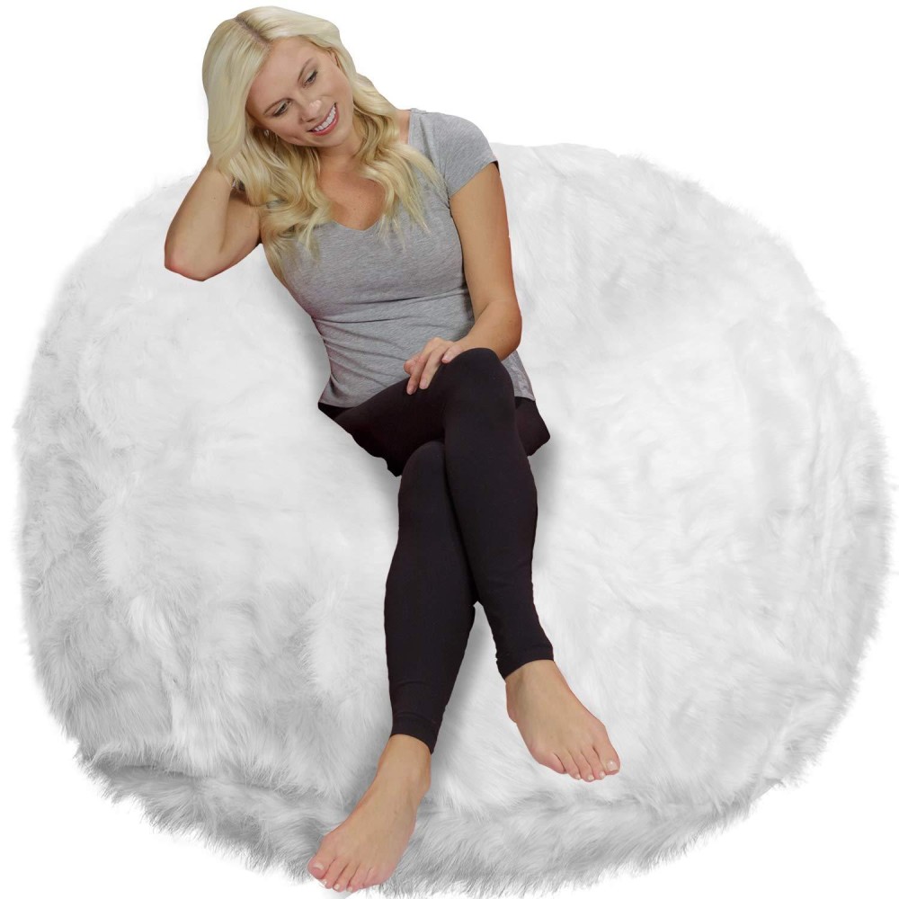 Chill Sack Bean Bag Chair Giant Bean Bags Memory Foam Bean Bag Chair 5Feet Plush Faux Fur Cover