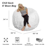 Chill Sack Bean Bag Chair Giant Bean Bags Memory Foam Bean Bag Chair 5Feet Plush Faux Fur Cover