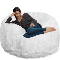 Chill Sack Bean Bag Chair Giant Bean Bags Memory Foam Bean Bag Chair 5Feet Plush Faux Fur Cover