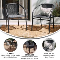 Emma Oliver 2 Pack Gray Rattan Indooroutdoor Restaurant Stack Chair With Curved Back