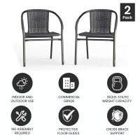 Emma Oliver 2 Pack Gray Rattan Indooroutdoor Restaurant Stack Chair With Curved Back