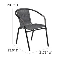 Emma Oliver 2 Pack Gray Rattan Indooroutdoor Restaurant Stack Chair With Curved Back