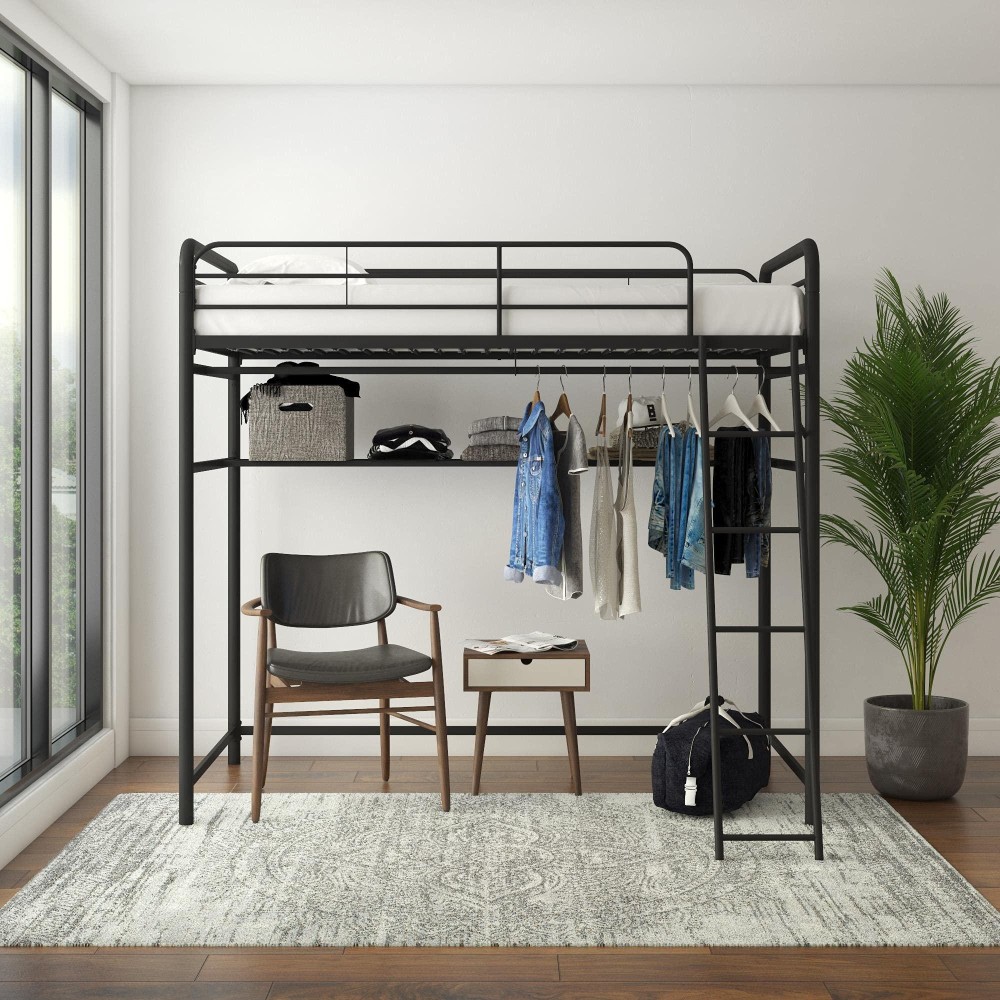 Dhp Leroy Closet Storage Loft, Twin, Black Bed