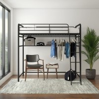 Dhp Leroy Closet Storage Loft, Twin, Black Bed