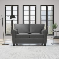 Edenbrook Willow Upholstered Loveseat with Rolled Arms - Living Room Furniture - Charcoal Small Loveseat - Seats Two - Loveseat for Small Spaces