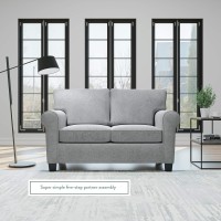 Edenbrook Willow Upholstered Loveseat with Rolled Arms - Living Room Furniture - Charcoal Small Loveseat - Seats Two - Loveseat for Small Spaces