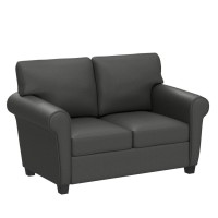 Edenbrook Willow Upholstered Loveseat with Rolled Arms - Living Room Furniture - Charcoal Small Loveseat - Seats Two - Loveseat for Small Spaces