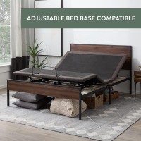 Edenbrook Bed Frame - Metal Platform Bed - Wood Headboard And Footboard - Box Spring Optional, Full, Brown Oak