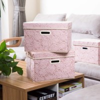 Prandom Collapsible Storage Boxes With Lids 5Pack Fabric Decorative Storage Bins Cubes Organizer Containers Baskets With Cove