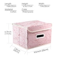 Prandom Foldable Storage Boxes With Lids 5Pack Fabric Decorative Storage Bins Cubes Organizer Containers Baskets With Cover H