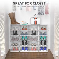 Zoinliy Stackable Shoe Rack For Closet 4 Tiers 2 Columns Shoe Rack Organizer For Bedroom Entryway Dorm Rooms Grey Free Stand