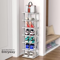 Zoinliy Stackable Shoe Rack For Closet 4 Tiers 2 Columns Shoe Rack Organizer For Bedroom Entryway Dorm Rooms Grey Free Stand