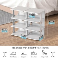 Zoinliy Stackable Shoe Rack For Closet 4 Tiers 2 Columns Shoe Rack Organizer For Bedroom Entryway Dorm Rooms Grey Free Stand