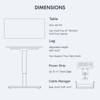 Flexispot En2 Wholepiece Standing Desk With Clamp Power Strip 48 X 24 Electric Stand Up Height Adjustable Desk With Cable Mana