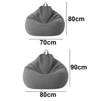 Adults Kids Big Bean Bag Chair Sofa Cover Blanket Lazy Lounger Puff Sofa Chairs Living Room Furniture No Filling 1Pc-Dark Gray_70Cmx80Cm