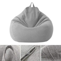 Adults Kids Big Bean Bag Chair Sofa Cover Blanket Lazy Lounger Puff Sofa Chairs Living Room Furniture No Filling 1Pc-Dark Gray_70Cmx80Cm