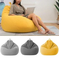 Adults Kids Big Bean Bag Chair Sofa Cover Blanket Lazy Lounger Puff Sofa Chairs Living Room Furniture No Filling 1Pc-Dark Gray_70Cmx80Cm