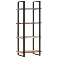 vidaXL Bookcase, Open Shelf 4-Tier Bookcase, Wall Bookshelf for Office Living Room, Freestanding Shelving Unit, Industrial, Rough Mango Wood