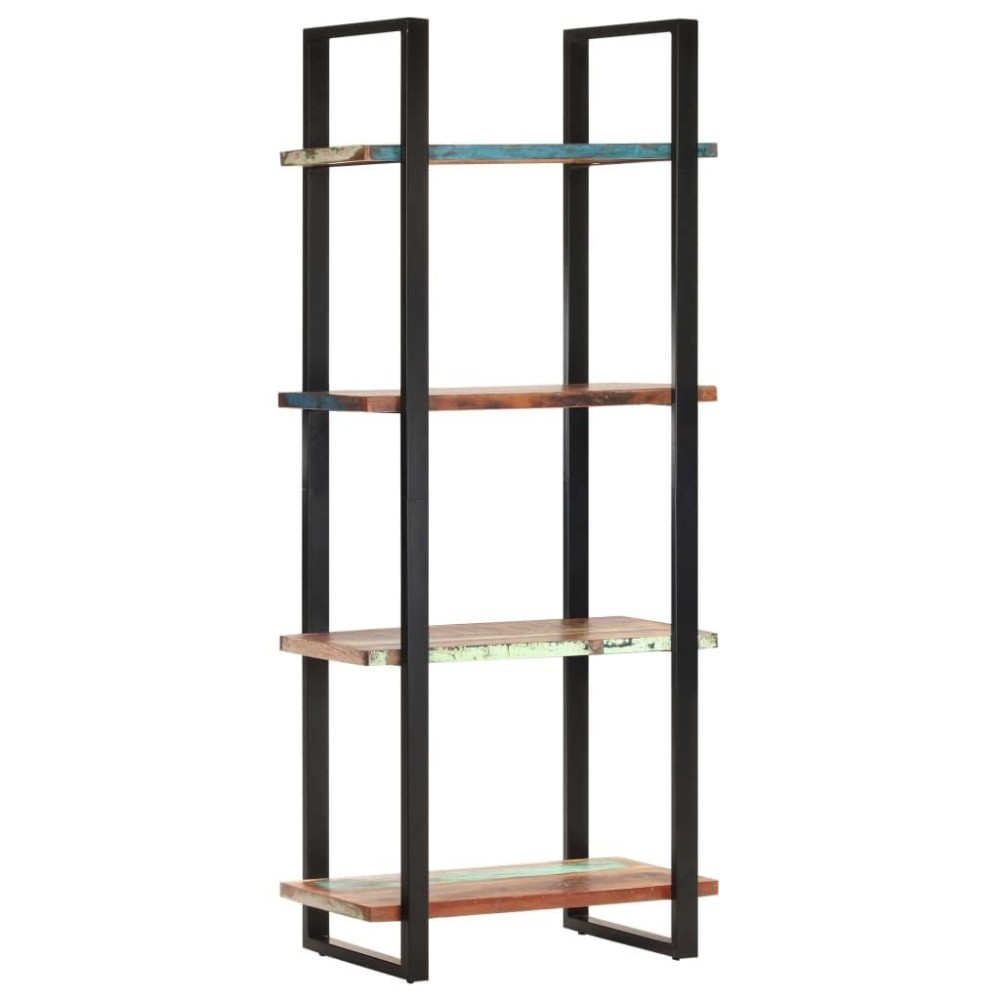 vidaXL Bookshelf, Open Shelf 4-Tier Bookcase, Wall Bookshelf for Office Living Room, Freestanding Shelving Unit, Industrial, Solid Acacia Wood