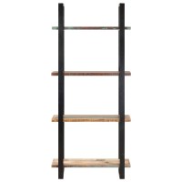 Vidaxl Bookcase, Open Shelf 4-Tier Bookcase, Wall Bookshelf For Office Living Room, Freestanding Shelving Unit, Industrial, Solid Acacia Wood