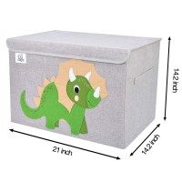 Clcrobd Foldable Large Kids Toy Chest With Flip-Top Lid, Collapsible Fabric Animal Toy Storage Organizer/Bin/Box/Basket/Trunk For Toddler, Children And Baby Nursery (Triceratops)