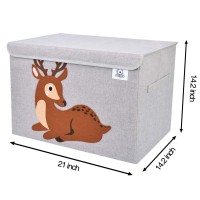 Clcrobd Foldable Large Kids Toy Chest With Flip-Top Lid, Collapsible Fabric Animal Toy Storage Organizer/Bin/Box/Basket/Trunk For Toddler, Children And Baby Nursery (Deer)