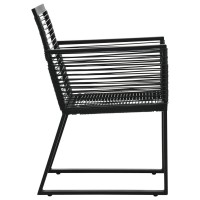 Vidaxl 4X Patio Chair Garden Outdoor Balcony Terrace Seating Dining Dinner Dinette Chairs Lounge Seat Outside Furniture Rope Rattan Black