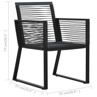 Vidaxl 4X Patio Chair Garden Outdoor Balcony Terrace Seating Dining Dinner Dinette Chairs Lounge Seat Outside Furniture Rope Rattan Black