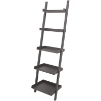 Kiera Grace Providence Hadfield 5-Tier Leaning Ladder Bookshelf, 18 X 67 Inches, Gallant Medium Grey, Fn00686-8