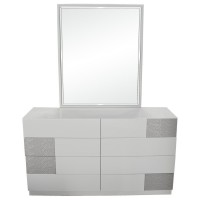 Best Master Naple 2Piece Poplar Wood Dresser and Mirror Set in GraySilver Line