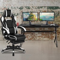 Gaming Desk with Cup HolderHeadphone HookRemovable Mousepad Top White Reclining BackArms Gaming Chair with Footrest