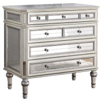 Best Master Emory Solid Wood Hall Chest in Antique Cream With Mirrored