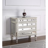 Best Master Emory Solid Wood Hall Chest in Antique Cream With Mirrored