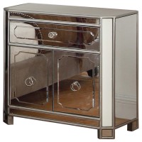 Best Master Mya Solid Wood Bedroom Nightstand in Silver Mirrored