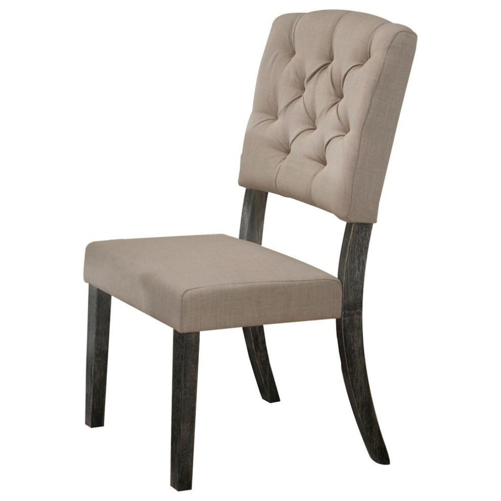 Best Master Katrina Fabric Upholstered Dining Chair in Weathered Gray Set of 2