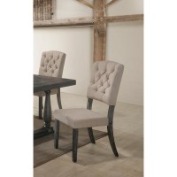 Best Master Katrina Fabric Upholstered Dining Chair in Weathered Gray Set of 2