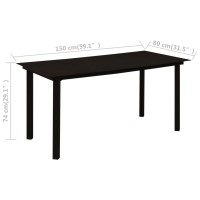 Vidaxl Patio Dining Table Garden Outdoor Balcony Backyard Terrace Dining Room Dinner Dinette Lounge Table Black 59.1