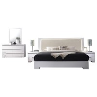 Best Master Athens 5-Piece Queen Platform Bedroom Set In White Lacquer