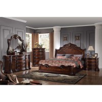 Barney 5-Piece Traditional Walnut With Marble Bedroom Set