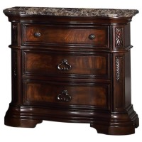 Barney 5-Piece Traditional Walnut With Marble Bedroom Set