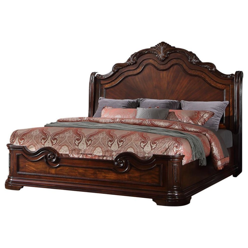 Best Master Barney'S Traditional Wood California King Bed In Walnut