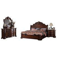 Barney 5Piece Traditional Walnut With Marble Bedroom Set