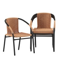 Flash Furniture Lila 4 Pack Beige Rattan Indooroutdoor Restaurant Stack Chair Versatile And Stylish Seating