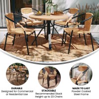 Flash Furniture Lila 4 Pack Beige Rattan Indooroutdoor Restaurant Stack Chair Versatile And Stylish Seating