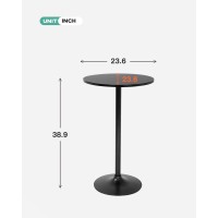 Fdw Round Pub Hydraulic Dining Room Home Kitchen Bar Top Tall Table, Black