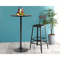 Fdw Round Pub Hydraulic Dining Room Home Kitchen Bar Top Tall Table, Black