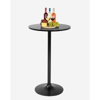 Fdw Round Pub Hydraulic Dining Room Home Kitchen Bar Top Tall Table, Black