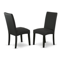 East West Furniture V627DR1246 6Pc Kitchen Dining Room Set 4 Dining Chairs with Black Linen Fabric Seat and Stylish Chair Bac