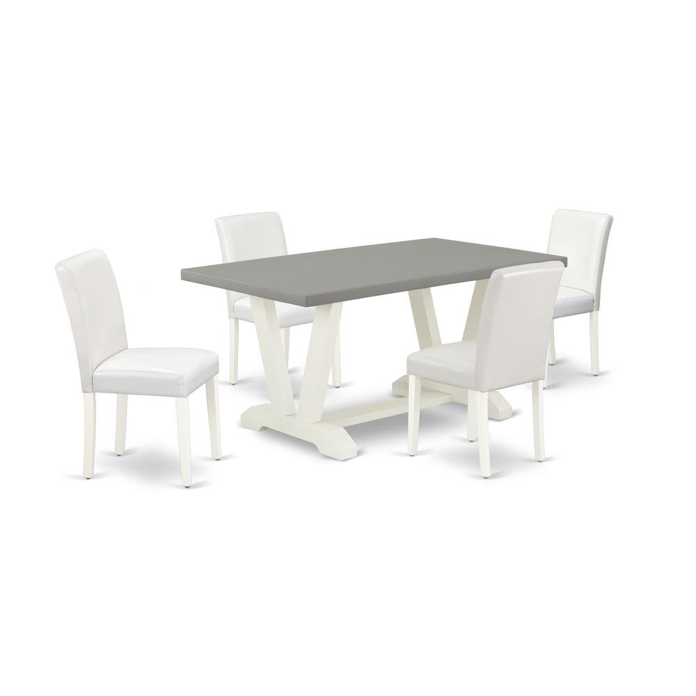 East West Furniture V096AB2645 5Piece Stylish Dining Room Set a Good Cement Color Kitchen Rectangular Table Top and 4 Gorgeous